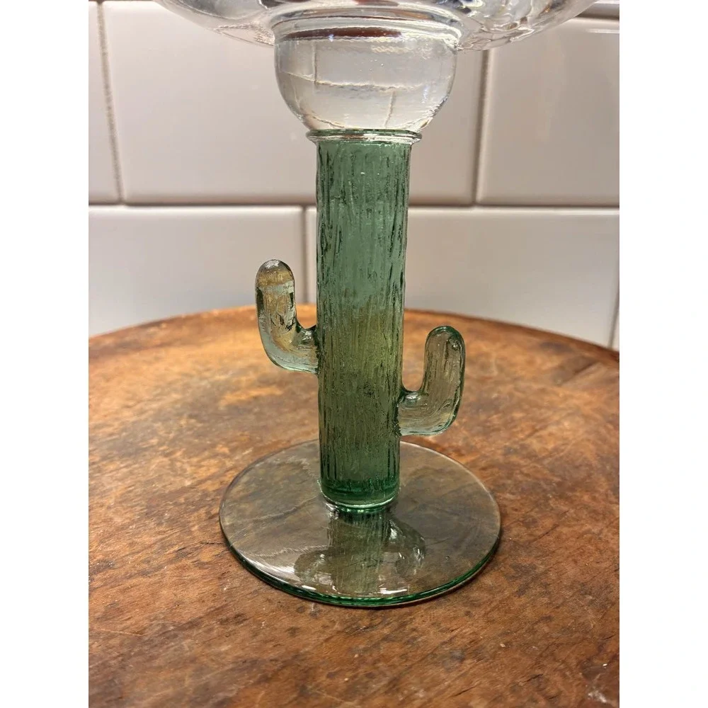 Libbey‎ Green Cactus Stem Margarita Glass 12oz